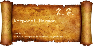 Korponai Herman névjegykártya